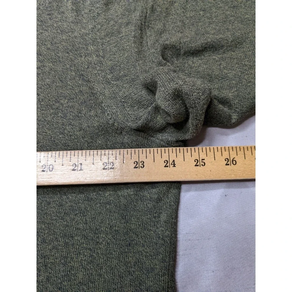 BANANA REPUBLIC Men Large Green Heather‎ Cotton V-Neck Military Sweater EUC